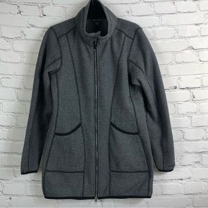 EDDIE BAUER GREY HIGH NECK ZIP-UP FLEECE. SIZE (M)